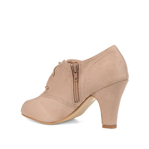 LEONA LACE-UP BOOTIES IN FAUX SUEDE - Taupe