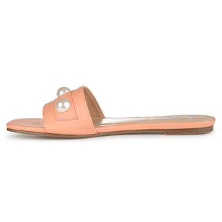 LEONIE SLIDE SANDALS IN FAUX LEATHER