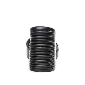 LESLEE MULE HEELS IN VEGAN LEATHER - Black