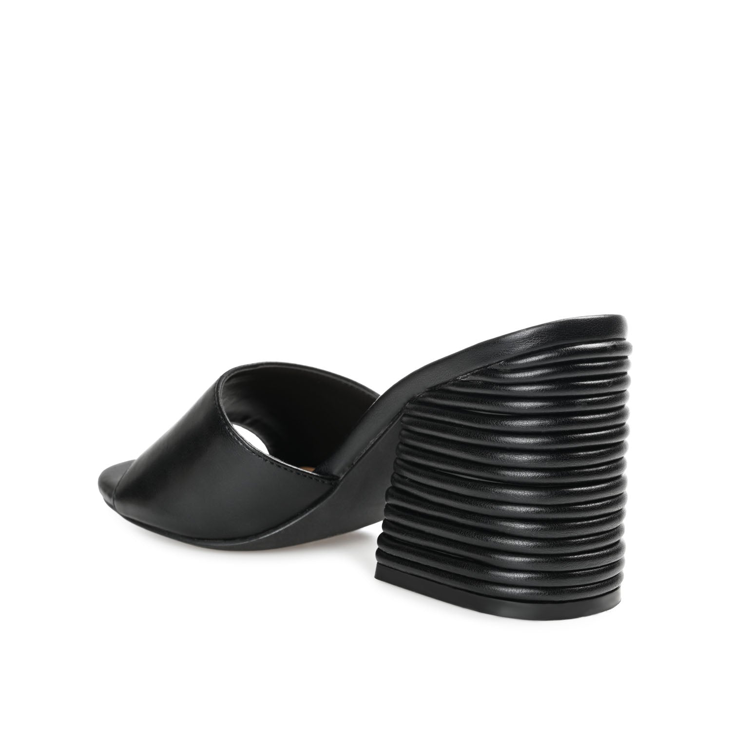 LESLEE MULE HEELS IN VEGAN LEATHER - Black