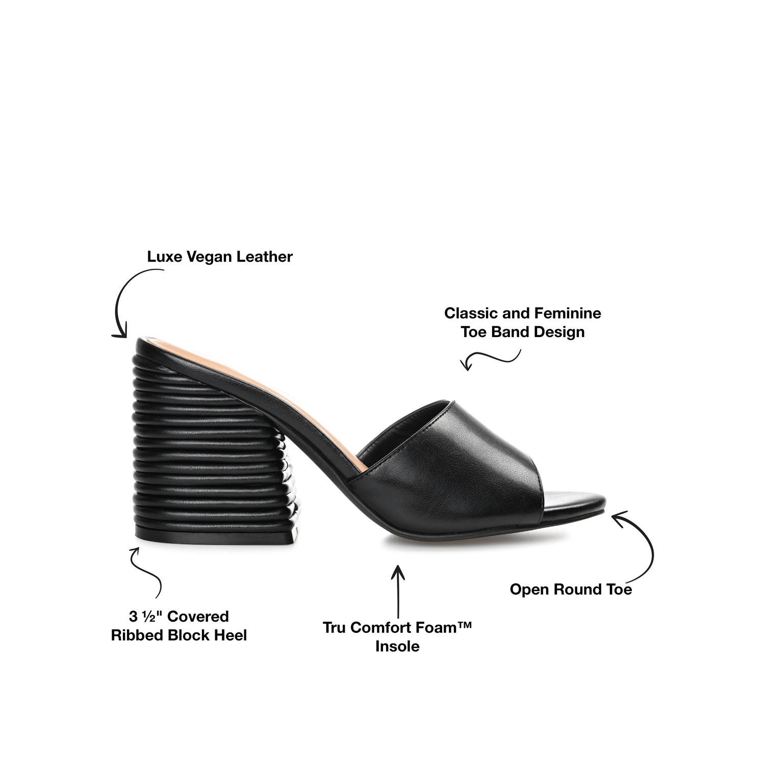 LESLEE MULE HEELS IN FAUX LEATHER