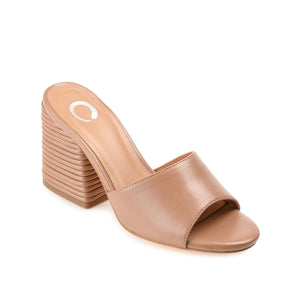 LESLEE MULE HEELS IN VEGAN LEATHER - Camel