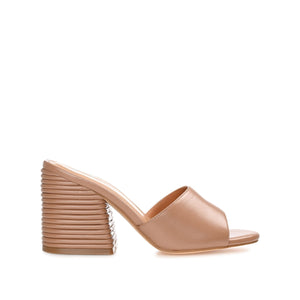 LESLEE MULE HEELS IN VEGAN LEATHER - Camel