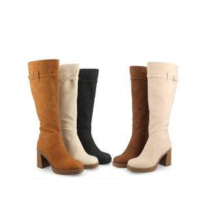 LETICE KNEE HIGH BOOTS IN WIDE CALF - Cream