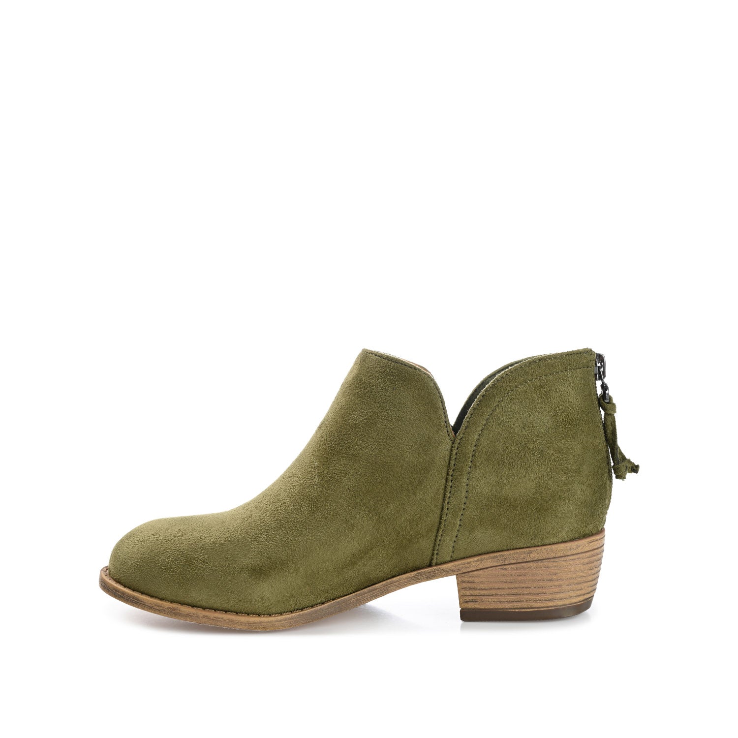 LIVVY ZIP-UP BOOTIES IN FAUX SUEDE - Olive