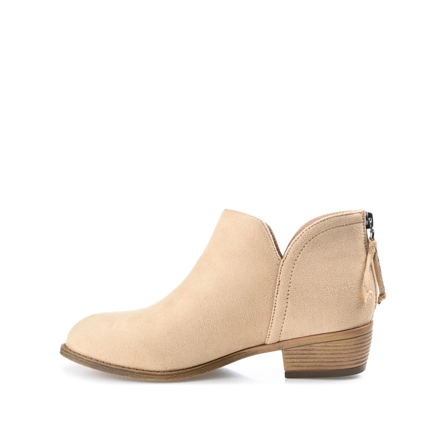 LIVVY FAUX SUEDE ZIP-UP BOOTIES IN WIDE - Tan