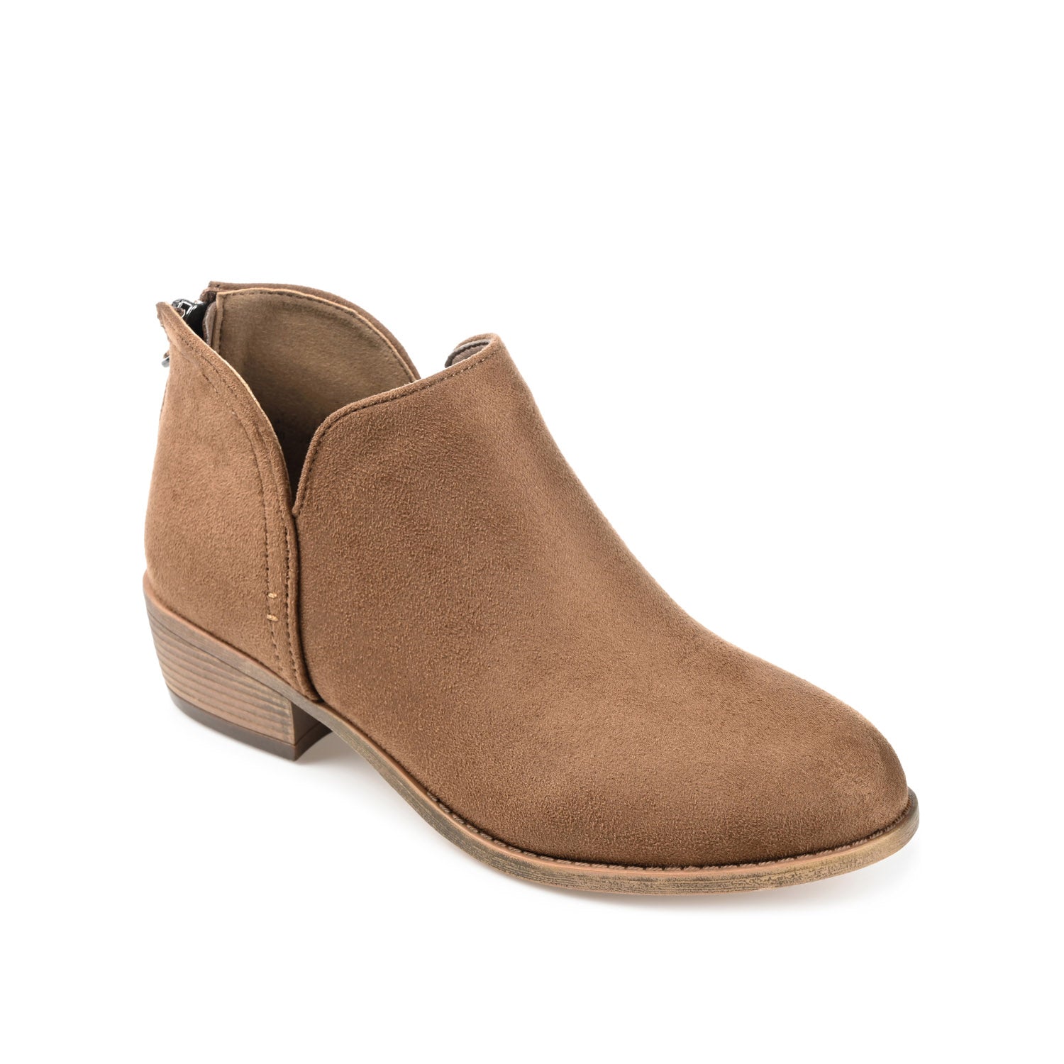 LIVVY FAUX SUEDE ZIP-UP BOOTIES IN WIDE - Taupe