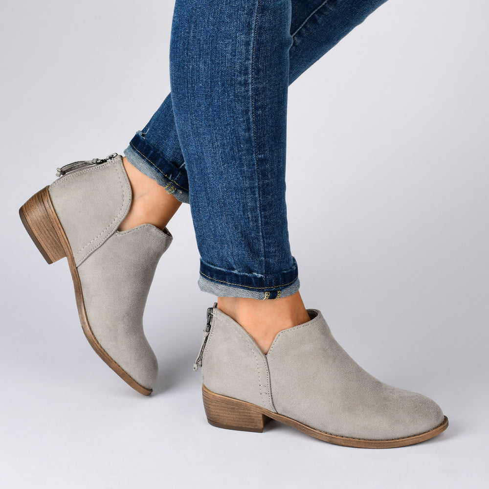 LIVVY ZIP-UP BOOTIES IN FAUX SUEDE