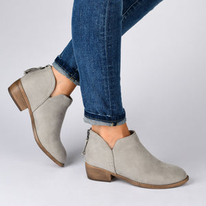 LIVVY FAUX SUEDE ZIP-UP BOOTIES IN WIDE - Clay