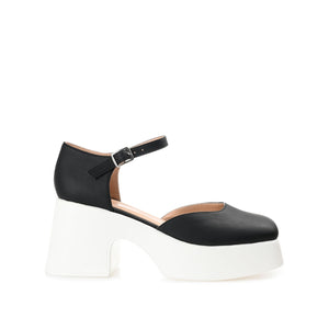 LIZAA PLATFORM D'ORSAY IN VEGAN LEATHER - Black