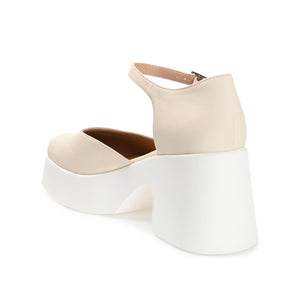 LIZAA PLATFORM D'ORSAY IN VEGAN LEATHER - Bone