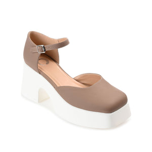 LIZAA PLATFORM D'ORSAY IN VEGAN LEATHER - Taupe