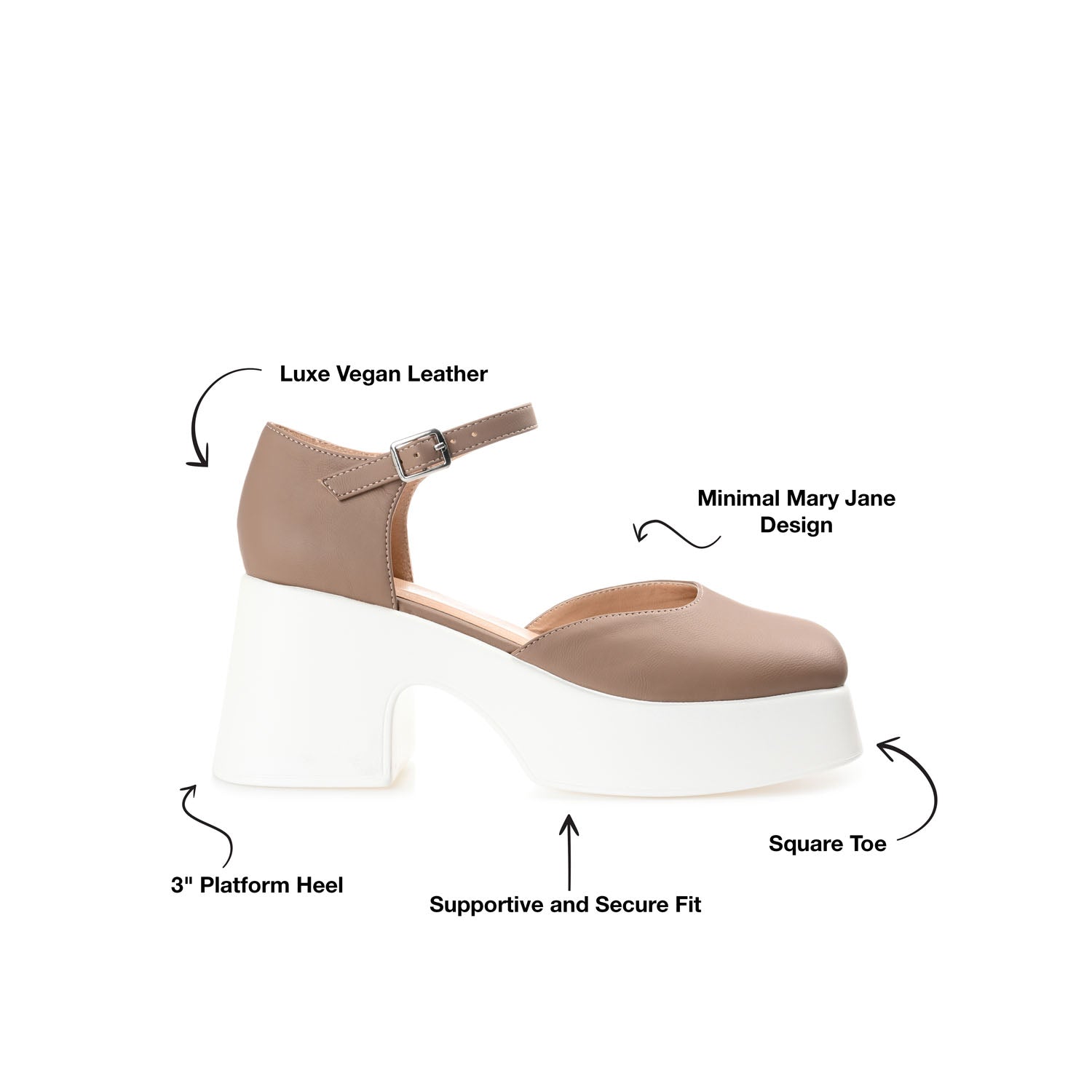 LIZAA PLATFORM D'ORSAY IN VEGAN LEATHER - Taupe