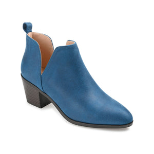 LOLA BLOCK HEELED BOOTIES IN VEGAN LEATHER - Blue