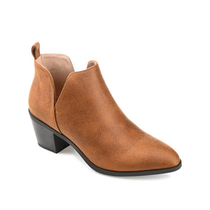 LOLA BLOCK HEELED BOOTIES IN VEGAN LEATHER - Brown