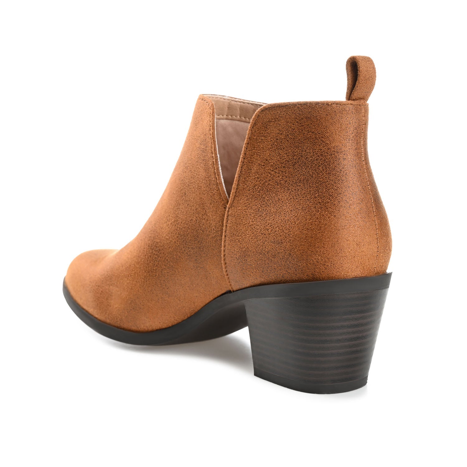 LOLA BLOCK HEELED BOOTIES IN VEGAN LEATHER - Brown