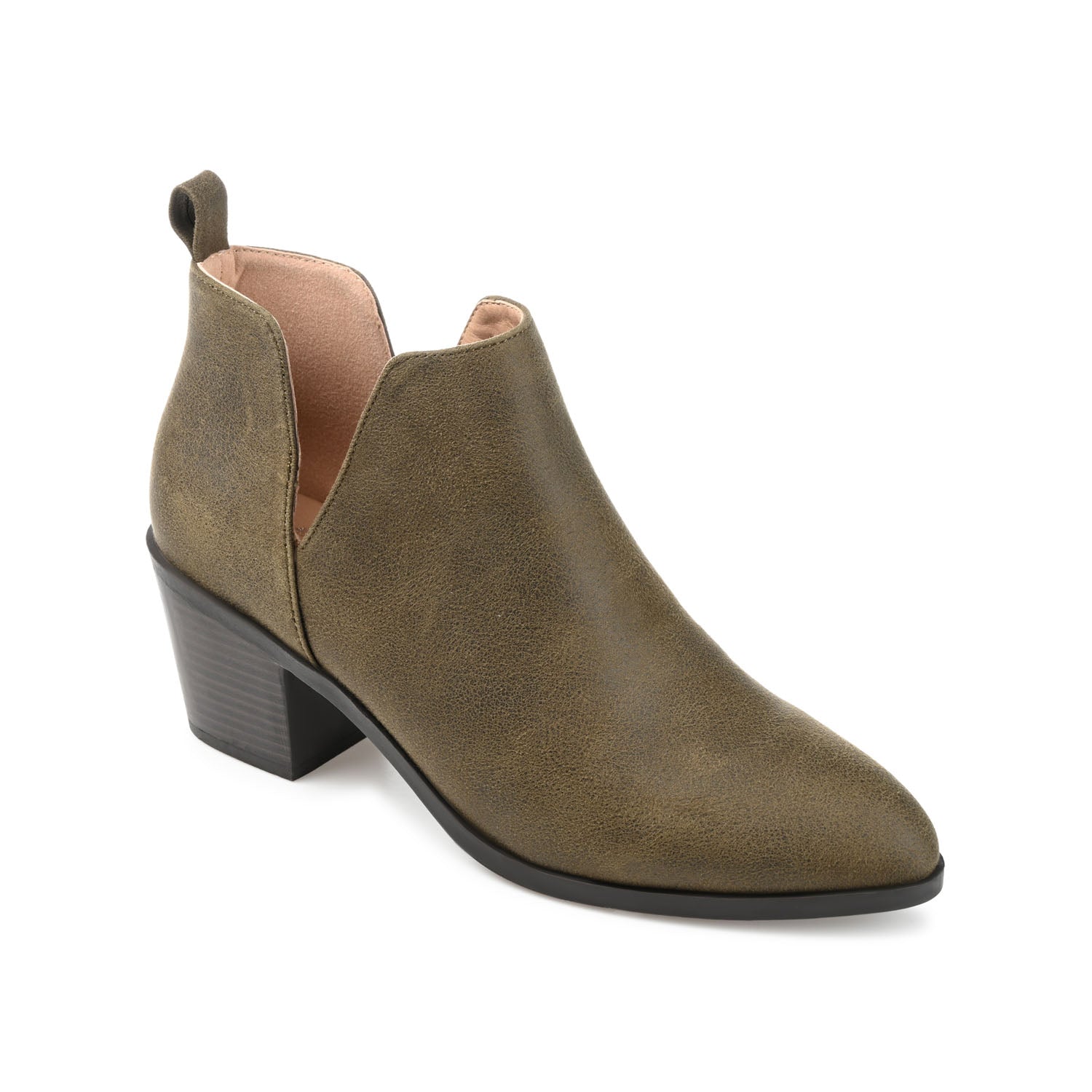 LOLA BLOCK HEELED BOOTIES IN VEGAN LEATHER - Green