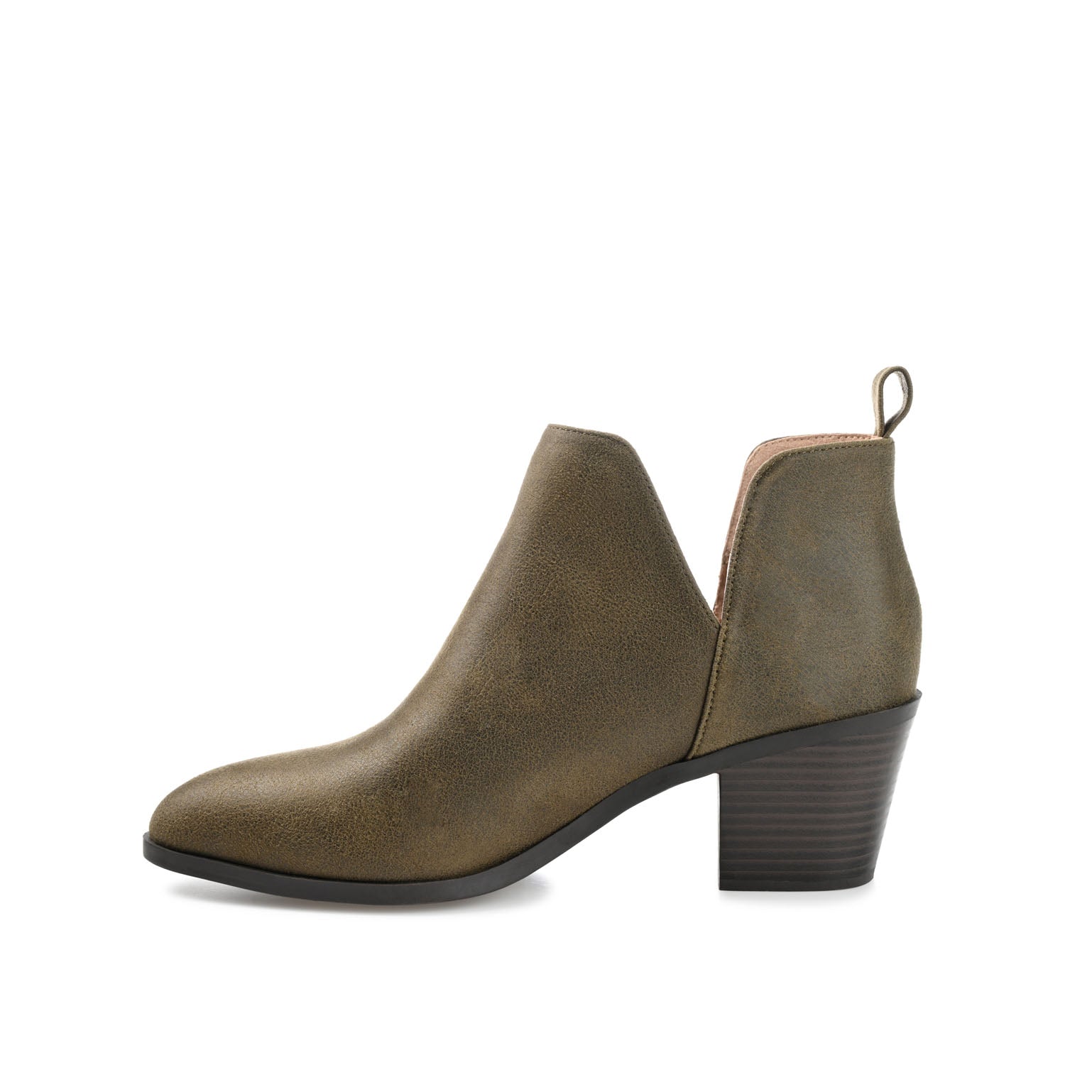 LOLA BLOCK HEELED BOOTIES IN VEGAN LEATHER - Green