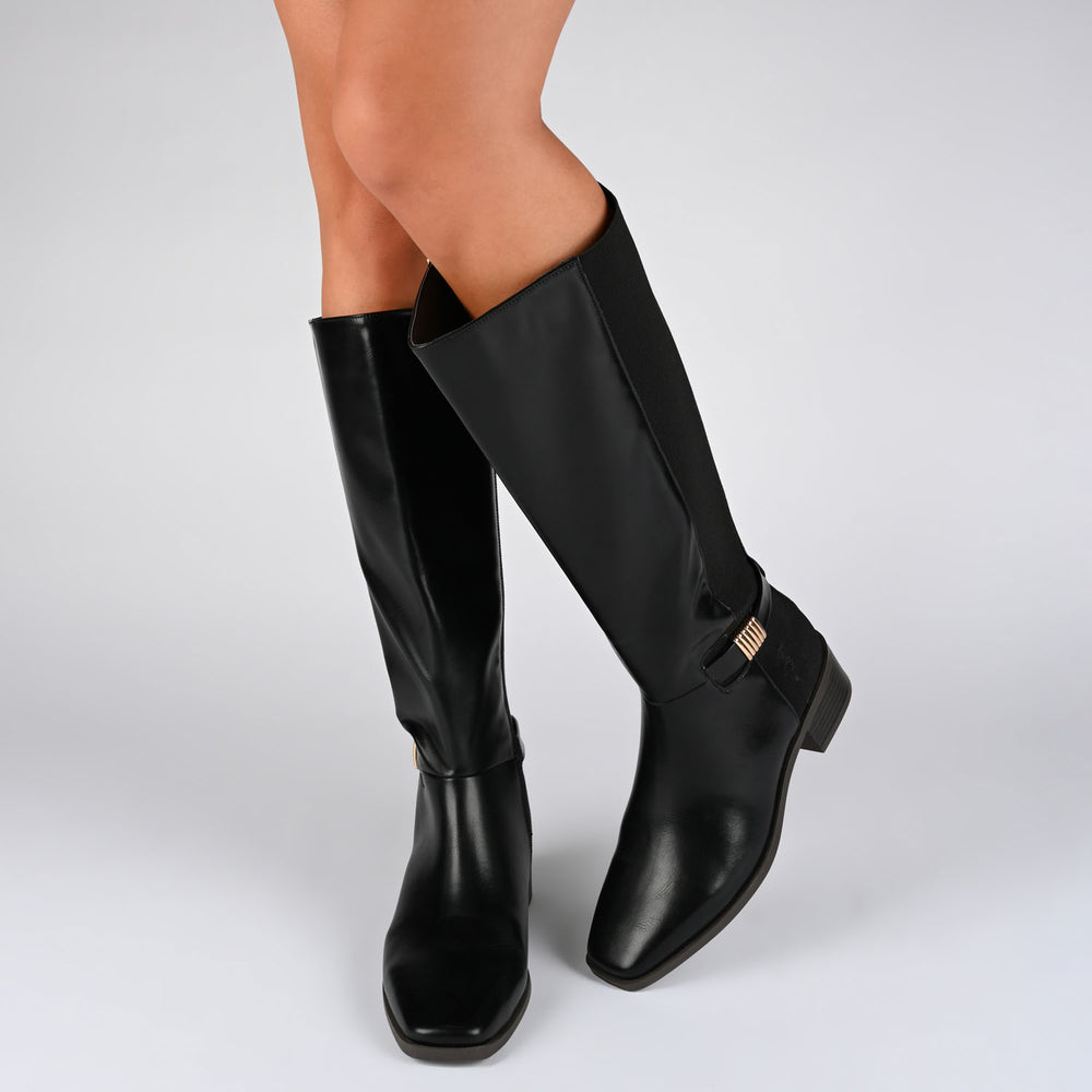 LONDYN KNEE HIGH BOOTS IN FAUX LEATHER