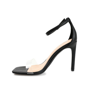 LORELEI STRAPPY HEELS IN VEGAN LEATHER - Black