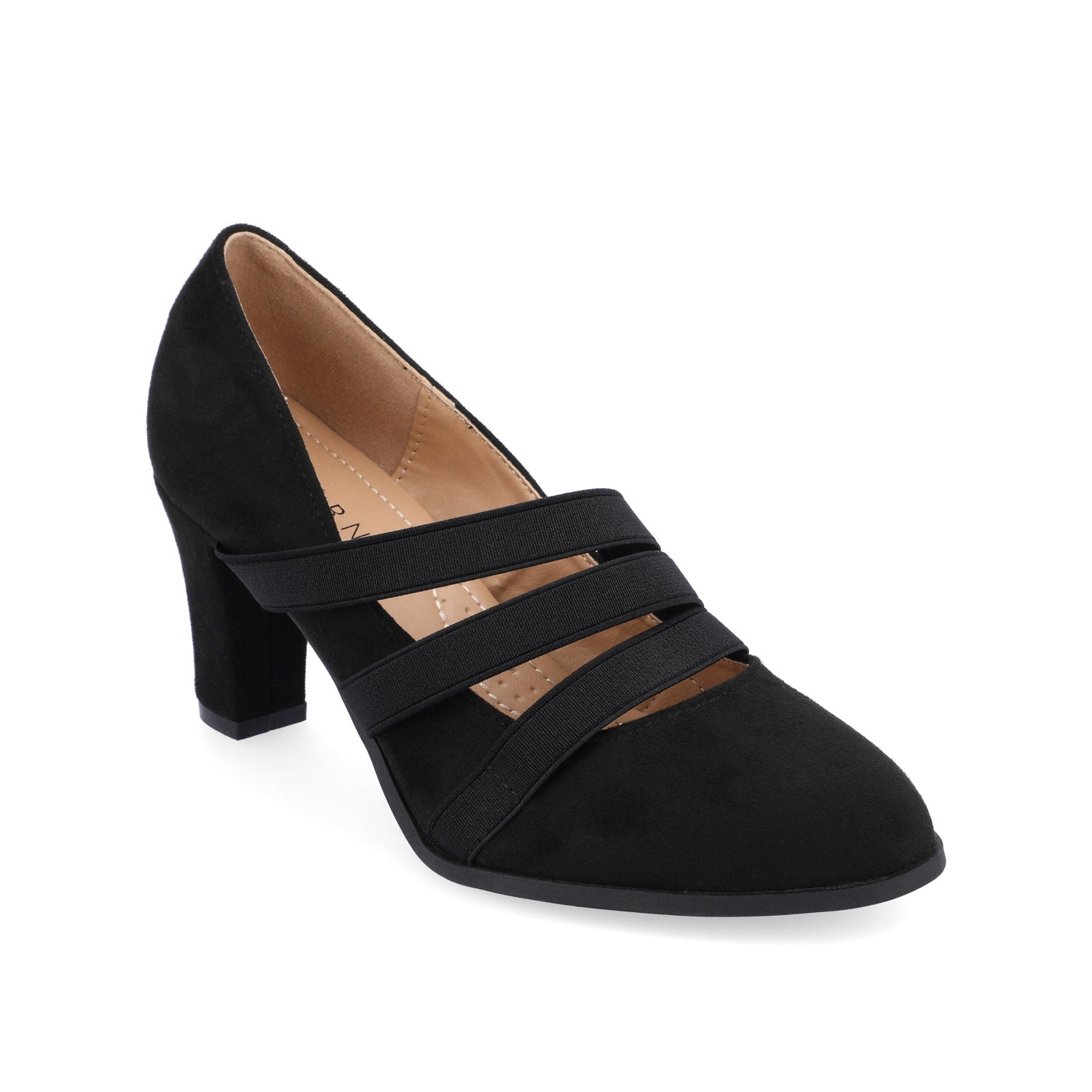 LOREN MARY JANE PUMP HEELS IN FAUX SUEDE - Black
