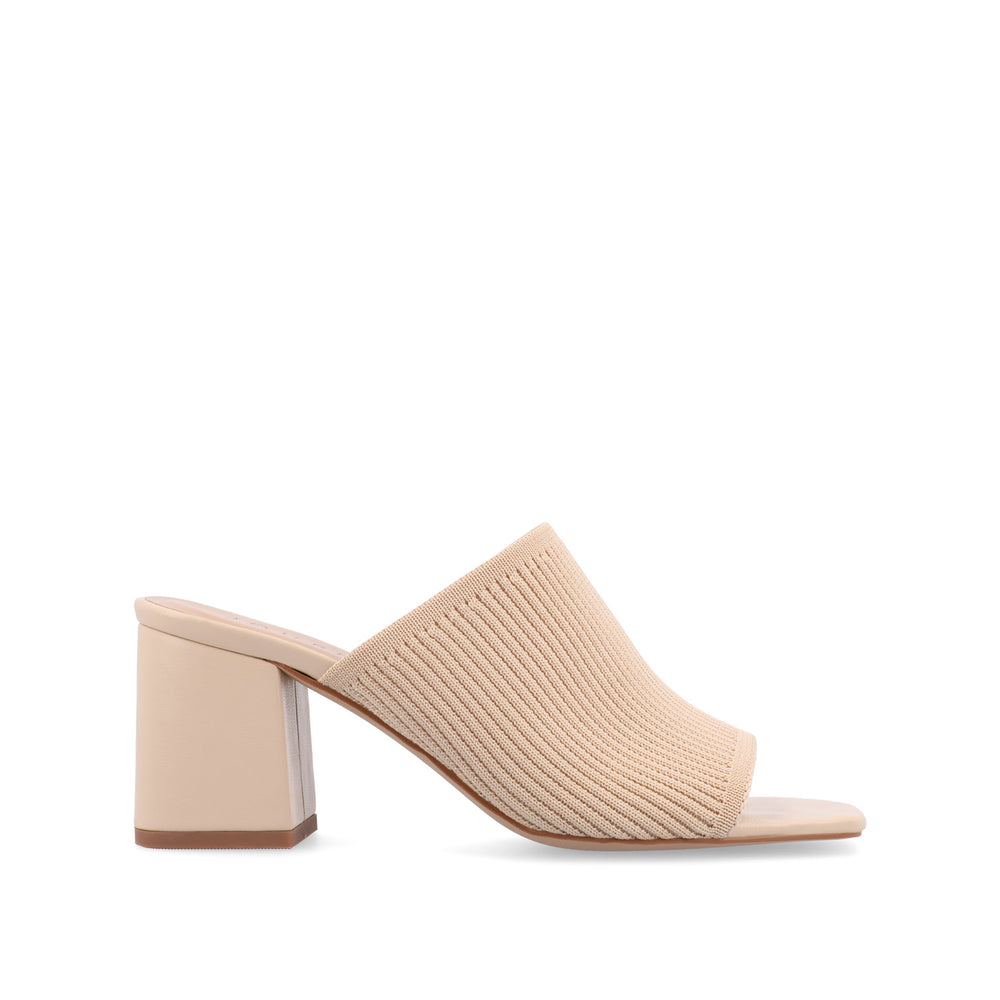 LORENNA MULE BLOCK HEELS IN KNIT FABRIC