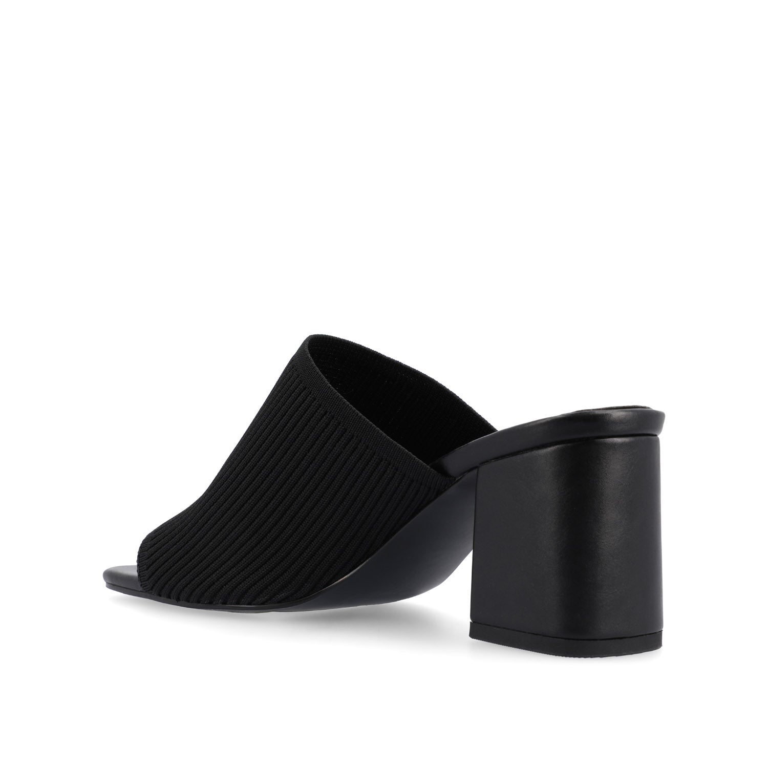 LORENNA MULE BLOCK HEELS IN KNIT FABRIC - Black