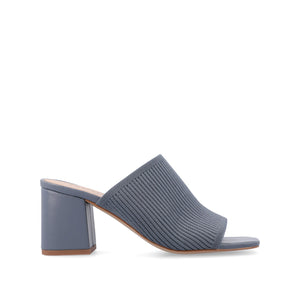 LORENNA MULE BLOCK HEELS IN KNIT FABRIC - Blue
