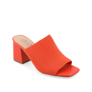 LORENNA MULE BLOCK HEELS IN KNIT FABRIC - Orange