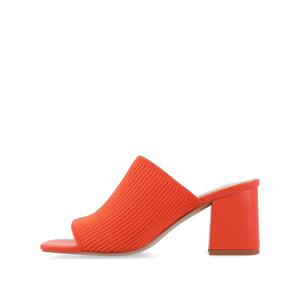 LORENNA MULE BLOCK HEELS IN KNIT FABRIC - Orange