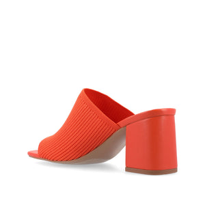 LORENNA MULE BLOCK HEELS IN KNIT FABRIC - Orange
