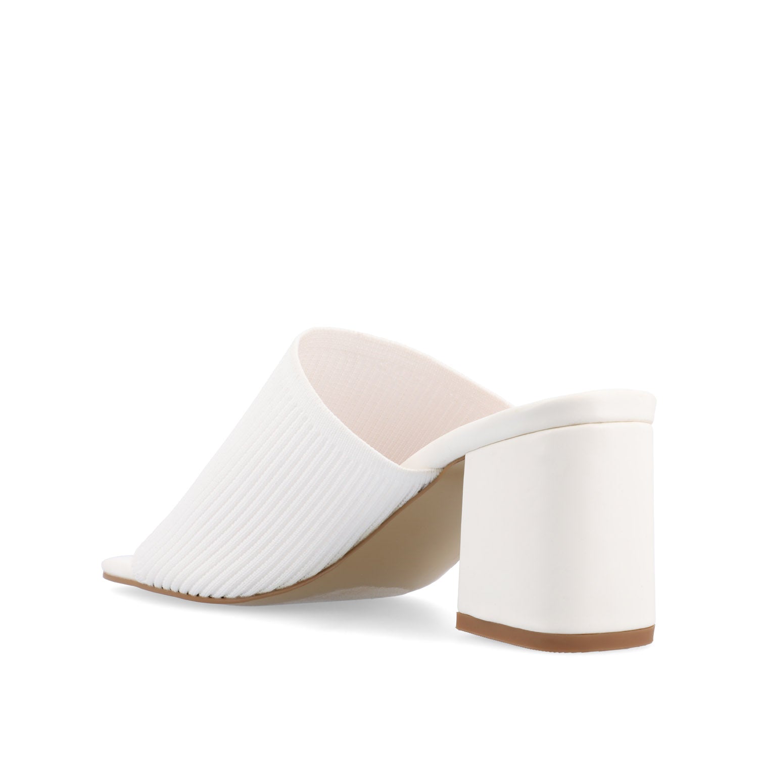 LORENNA MULE BLOCK HEELS IN KNIT FABRIC - White