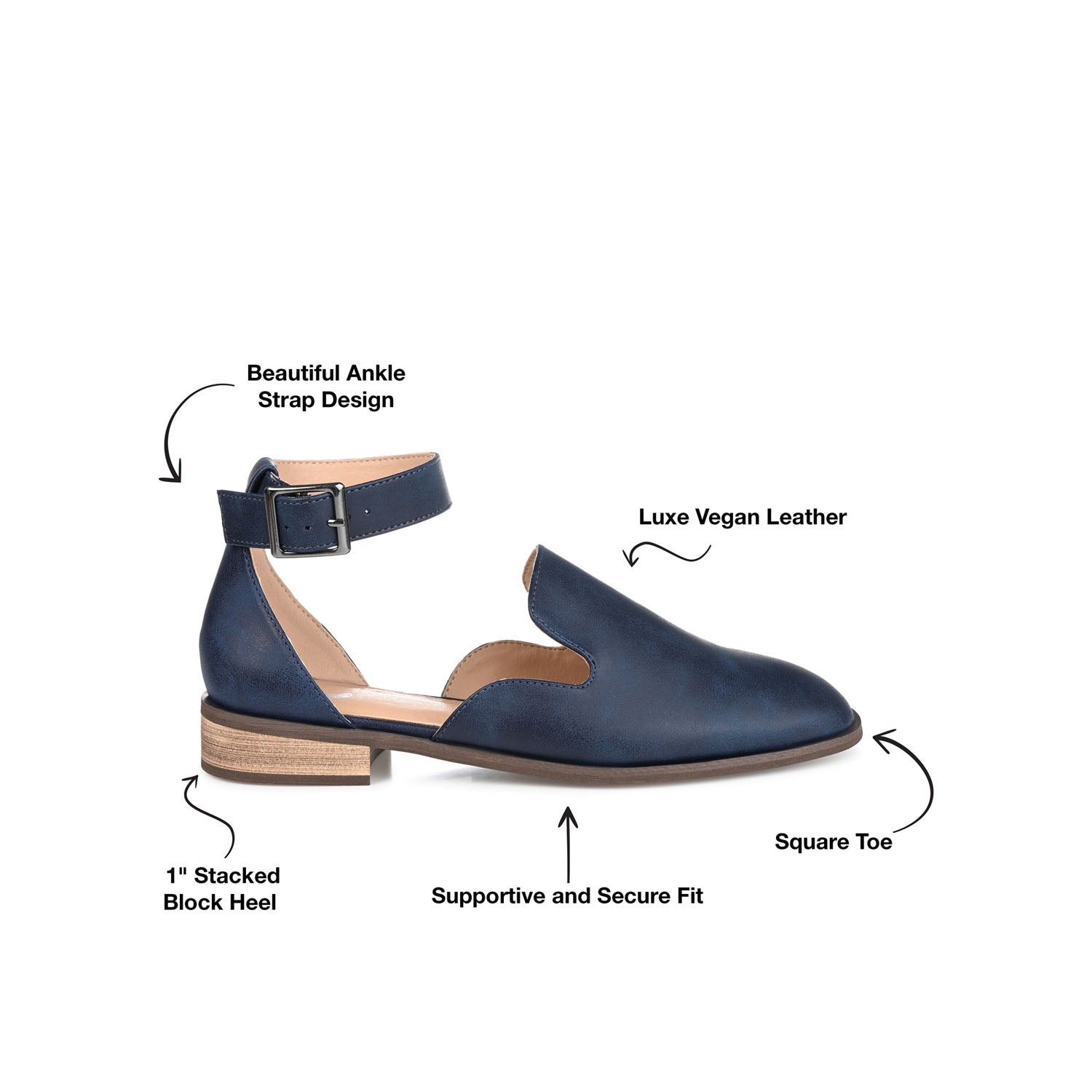 LORETA LOAFER FLATS IN WIDE - Navy Nubuck