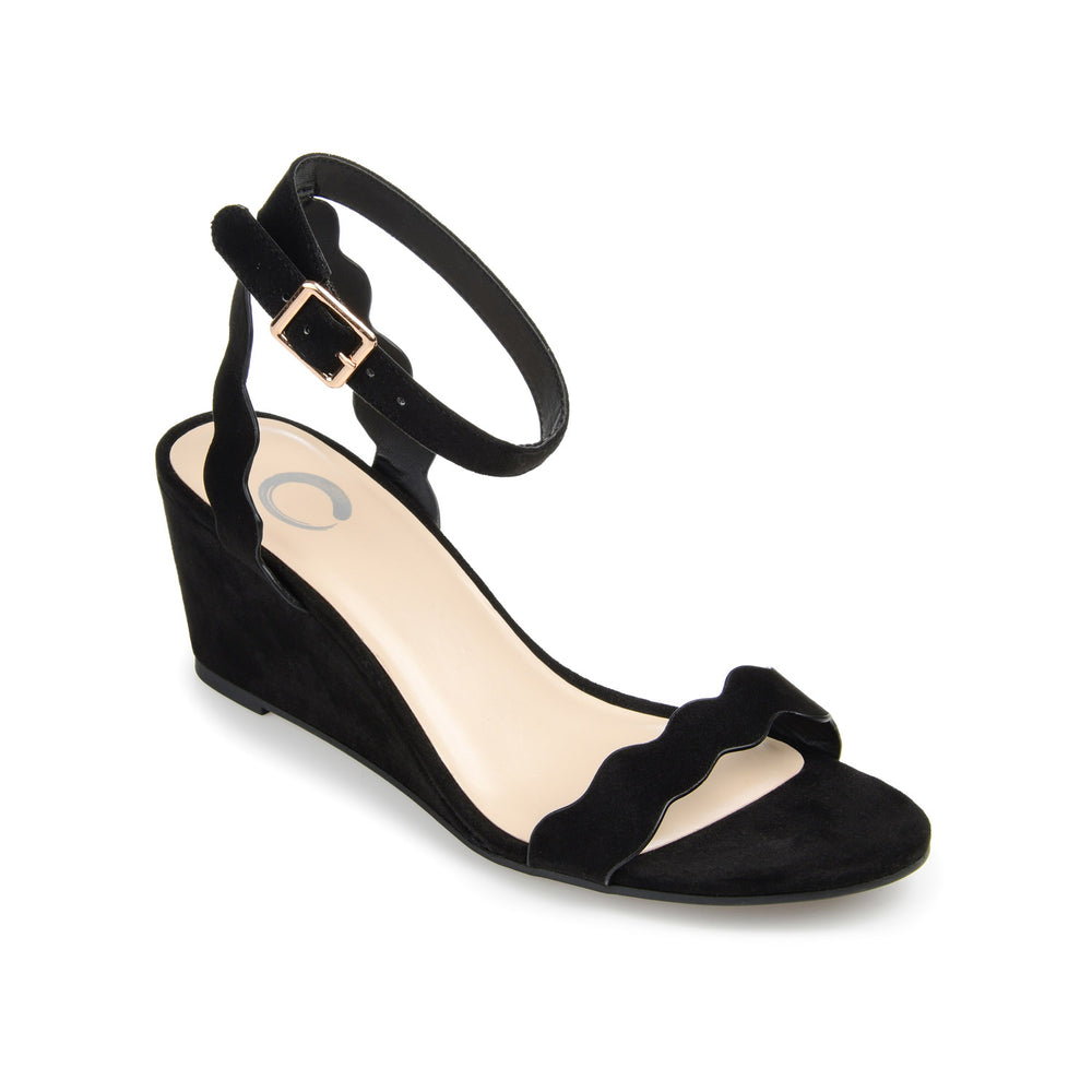 LOUCIA STRAPPY WEDGE HEELS IN FAUX SUEDE