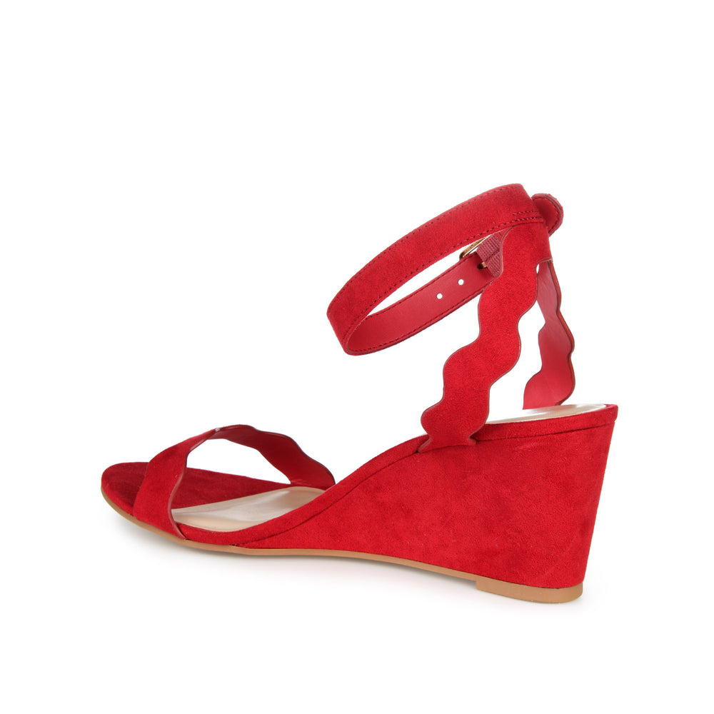 LOUCIA STRAPPY WEDGE HEELS IN FAUX SUEDE