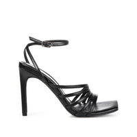 LOUELLA STILETTO SANDALS IN FAUX LEATHER