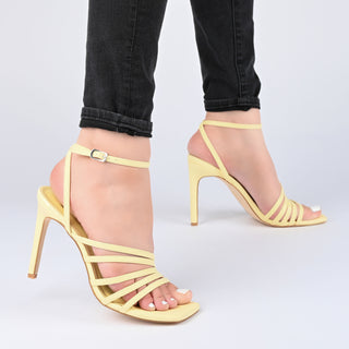 LOUELLA STILETTO SANDALS IN FAUX LEATHER