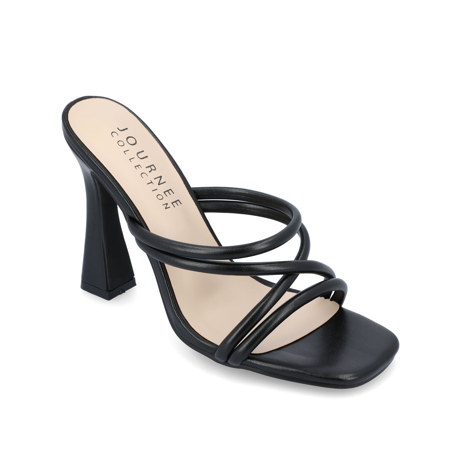 LOUISSE MULTI STRAP HEELS IN VEGAN LEATHER - Black