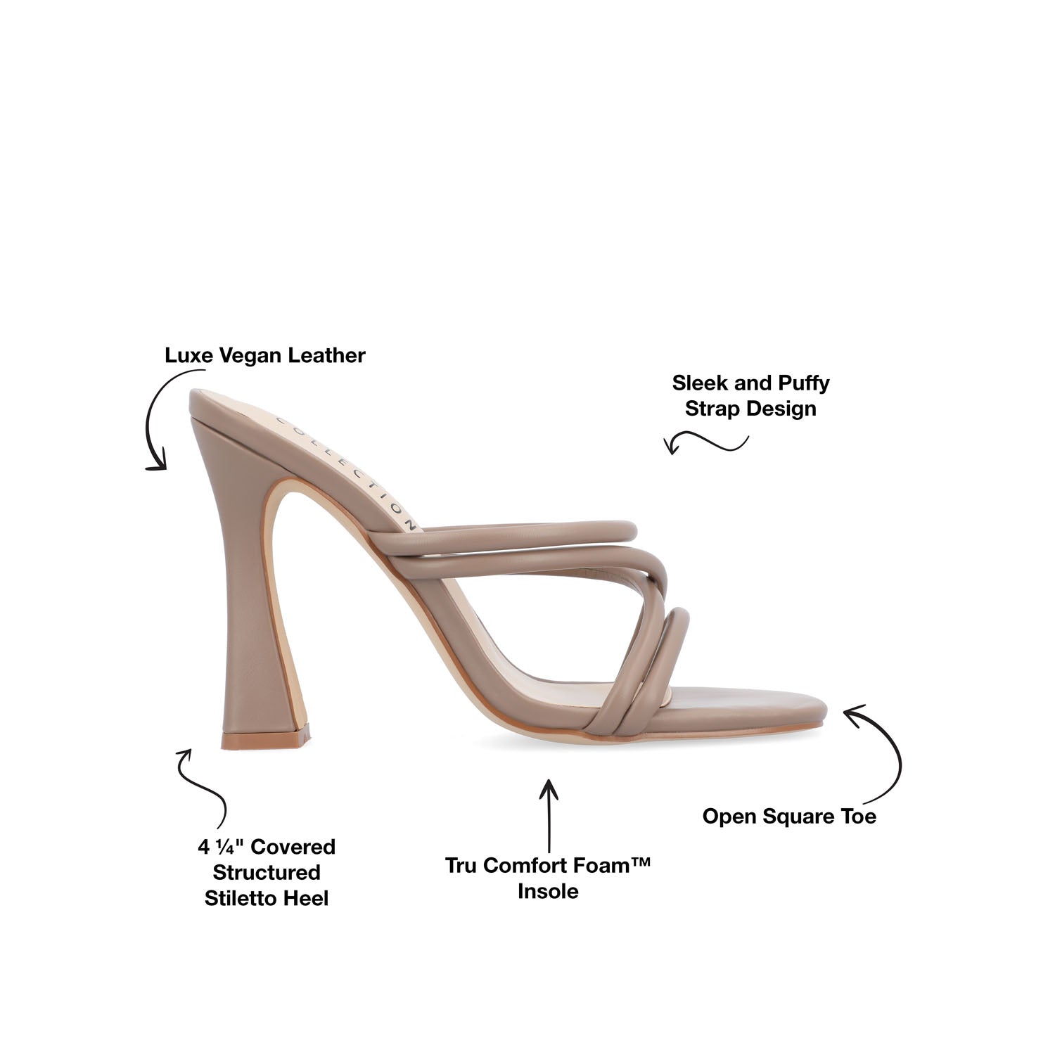 LOUISSE MULTI STRAP HEELS IN FAUX LEATHER