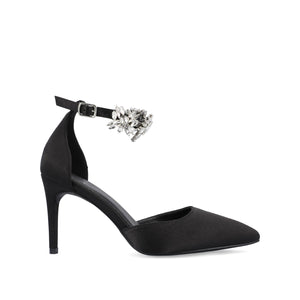 LOXLEY D'ORSAY STILETTO HEELS IN SATIN - Black