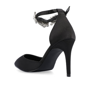 LOXLEY D'ORSAY STILETTO HEELS IN SATIN - Black