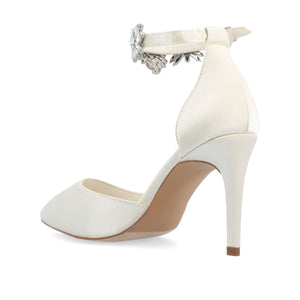 LOXLEY D'ORSAY STILETTO HEELS IN SATIN - White