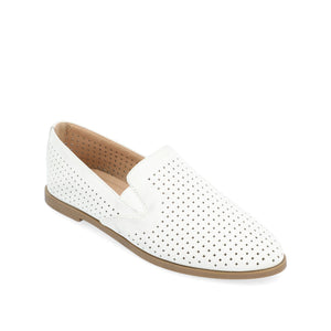 LUCIE LOAFER FLATS IN FAUX SUEDE - White
