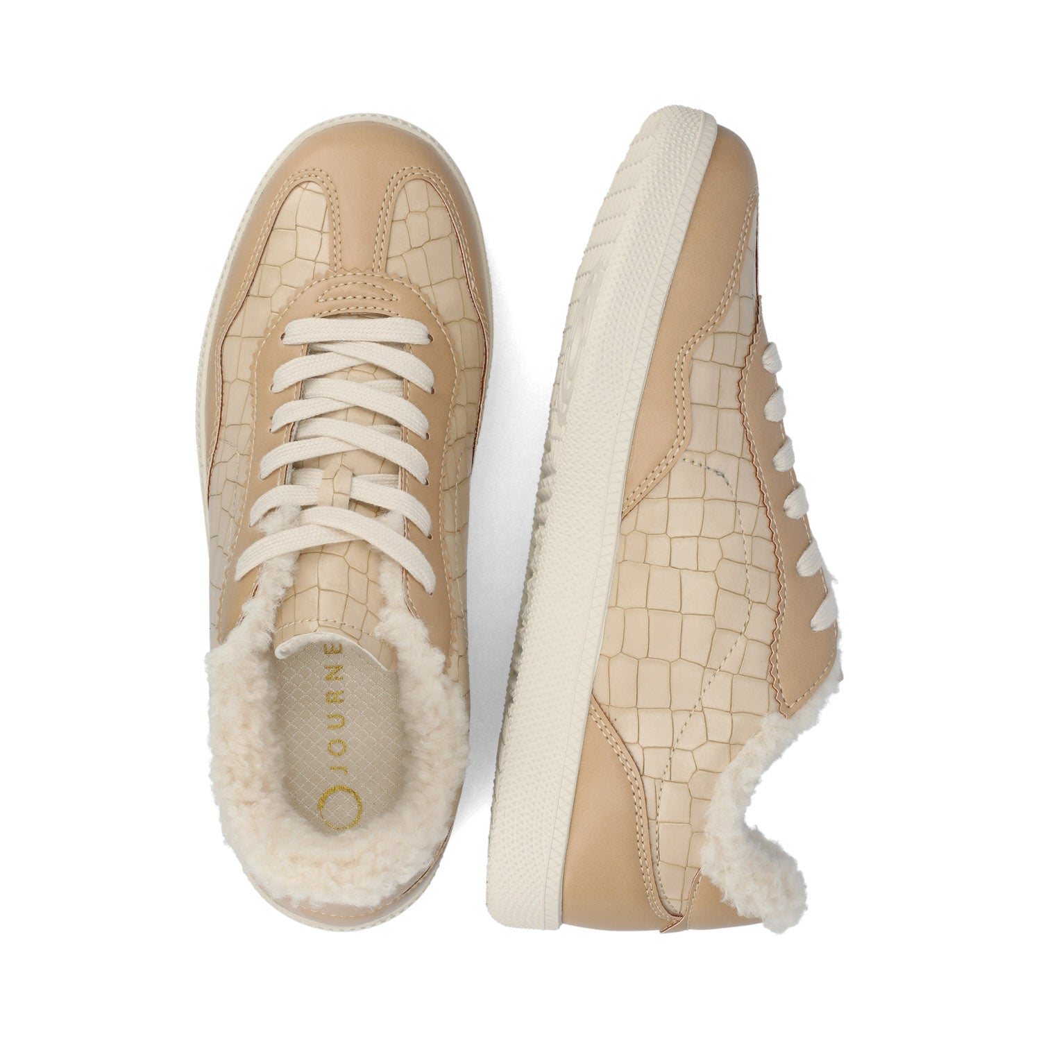 LUMMIE CASUAL LACE UP SNEAKERS - Croco Beige