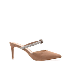 LUNNA MULE STILETTO HEELS IN FAUX SUEDE - Brown