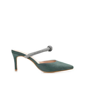 LUNNA MULE STILETTO HEELS IN FAUX SUEDE - Green