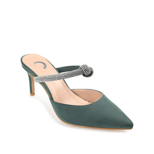 LUNNA MULE STILETTO HEELS IN FAUX SUEDE - Green