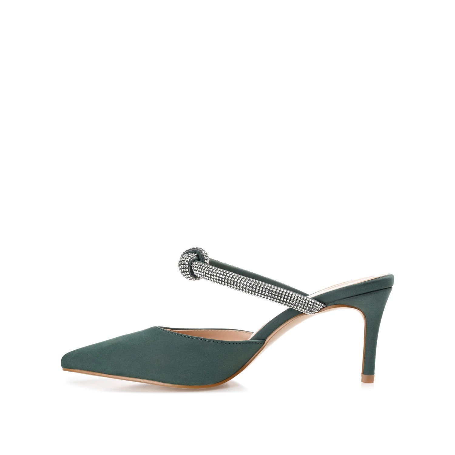 LUNNA MULE STILETTO HEELS IN FAUX SUEDE - Green