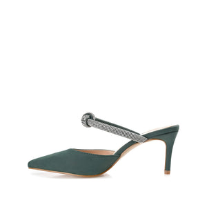 LUNNA MULE STILETTO HEELS IN FAUX SUEDE - Green