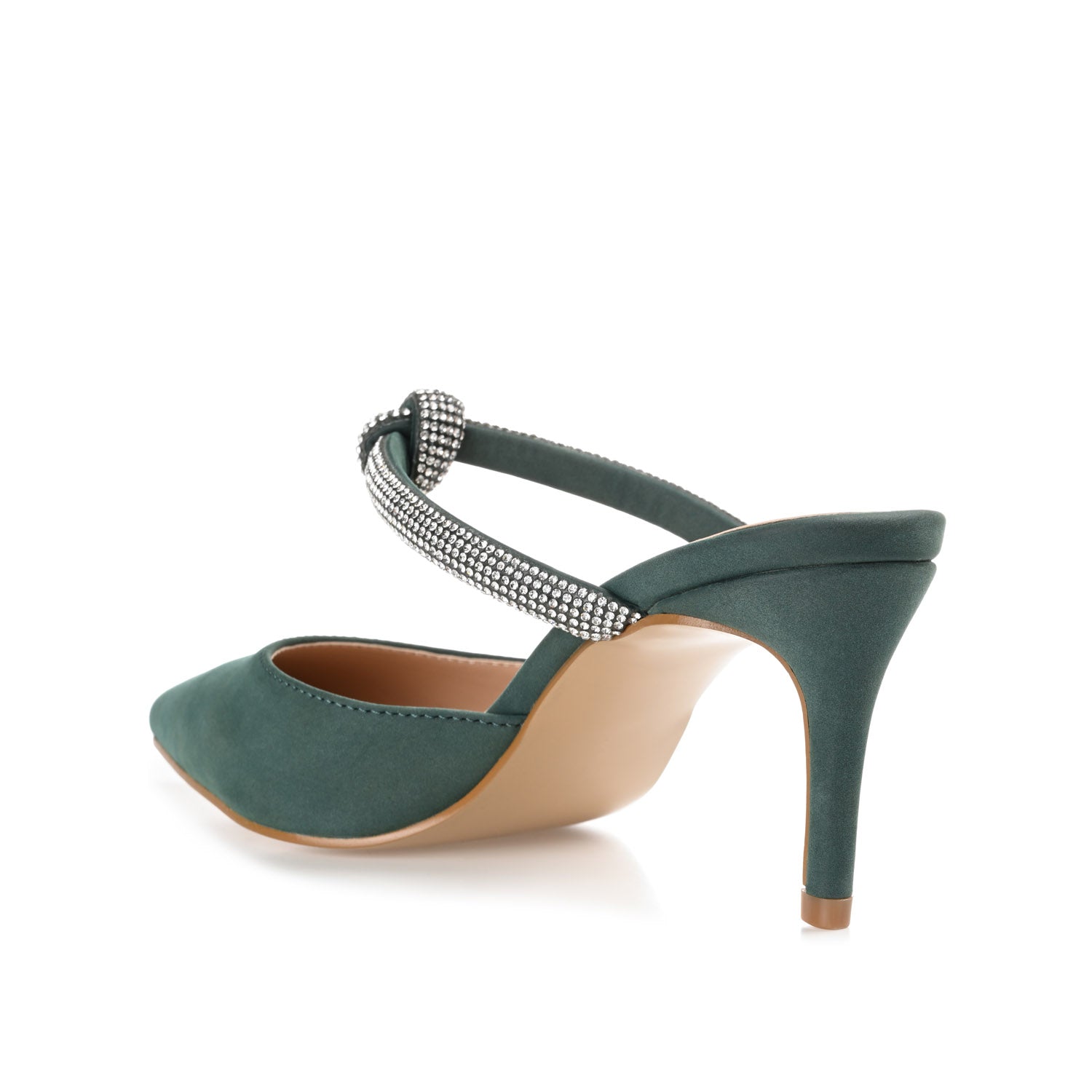 LUNNA MULE STILETTO HEELS IN FAUX SUEDE - Green